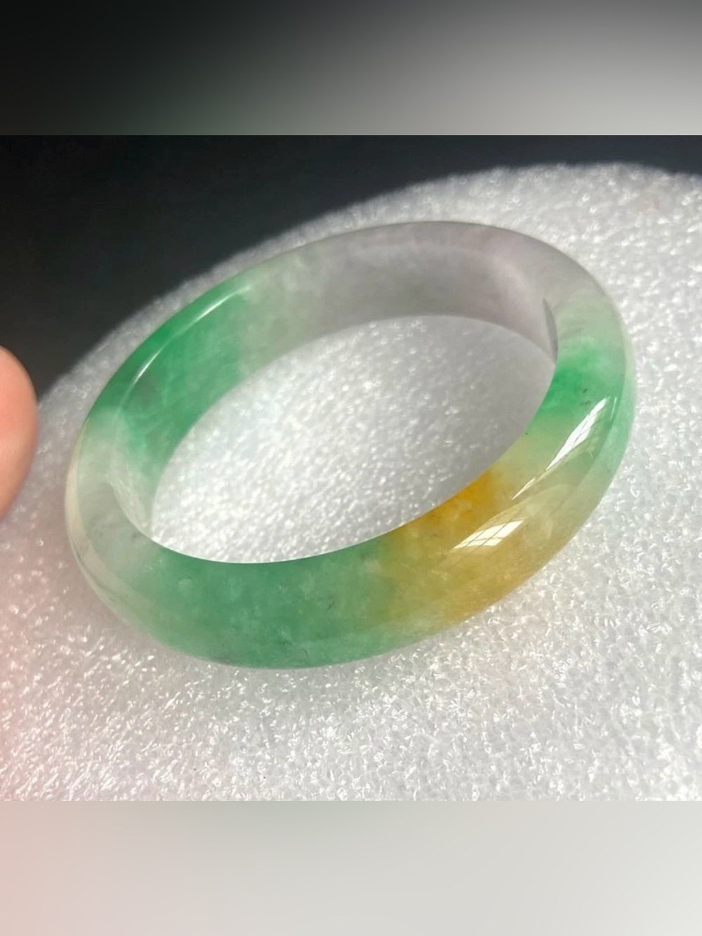Green and Yellow Jade Bangle Bracelet - Women's Jewelry 55mm